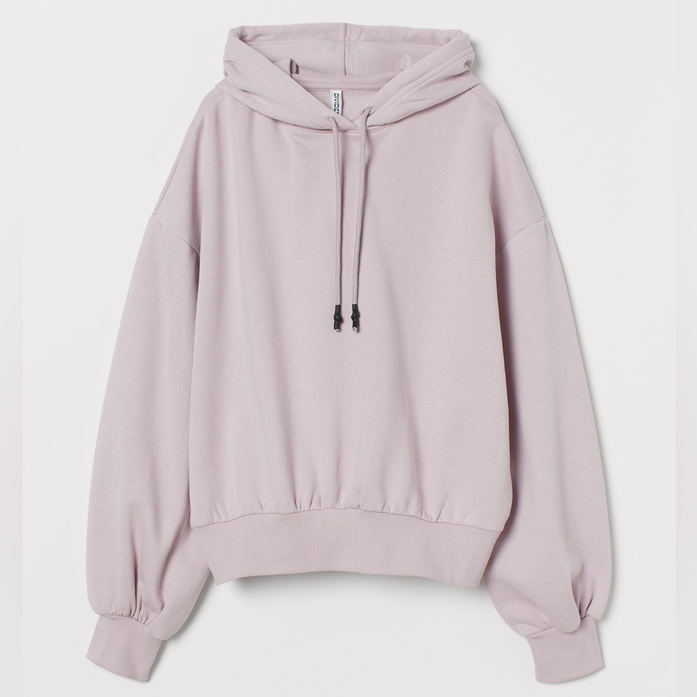 H&M Balloon-sleeved hoodie in Lavender